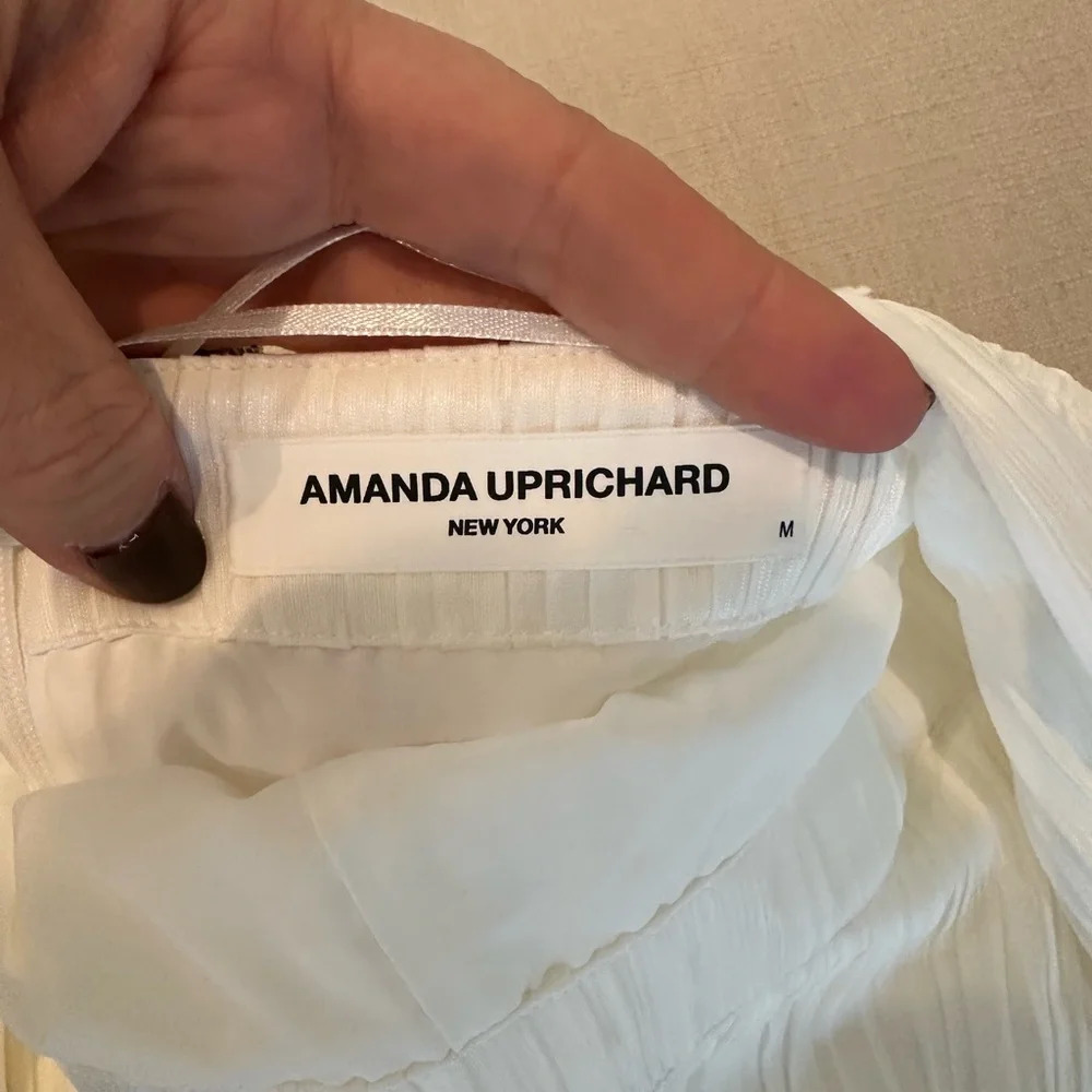 Amanda Uprichard Rivera White Pants Halter Jumpsuit Pleated Flowy Medium - Picture 8 of 9